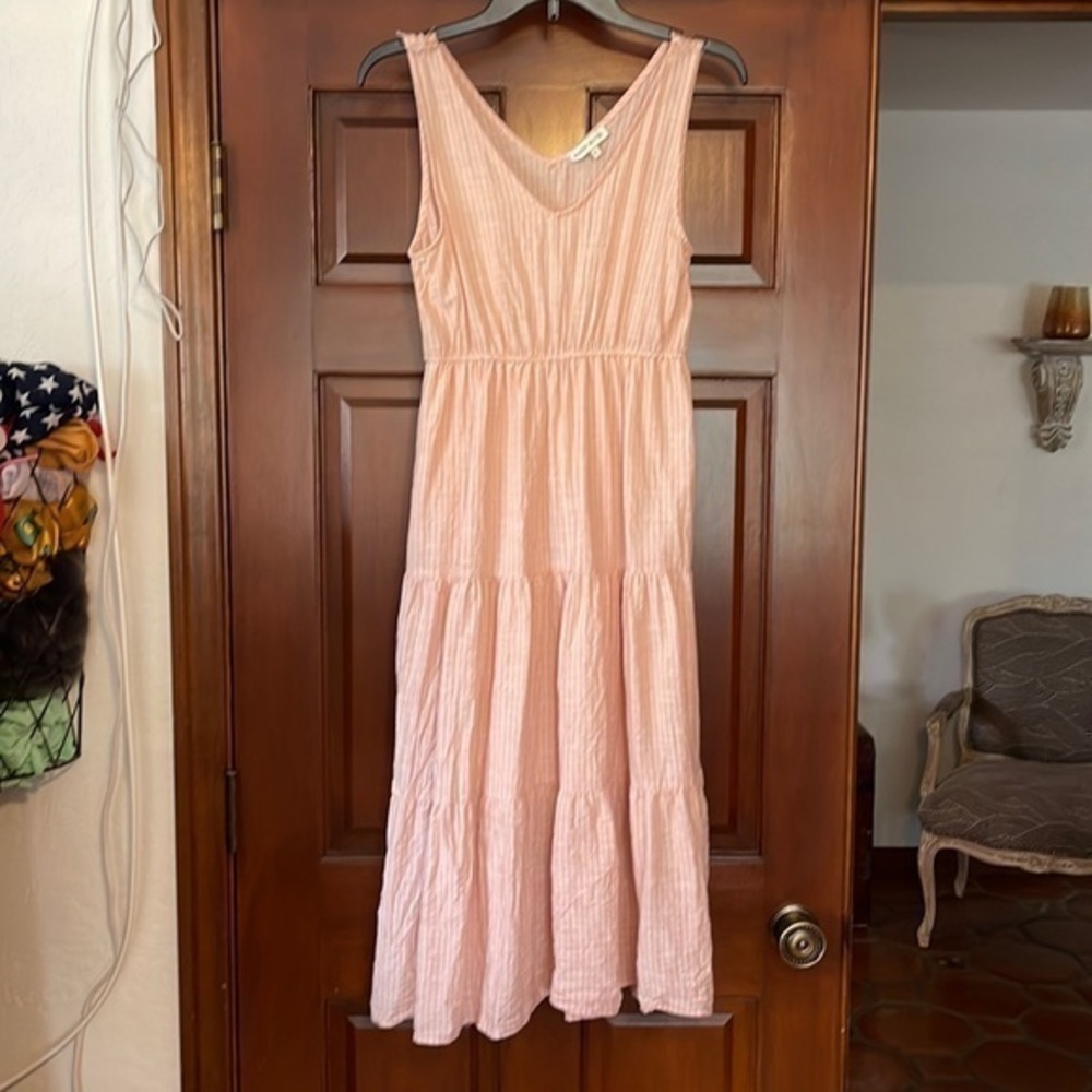 Moon River tiered midi dress built in slip